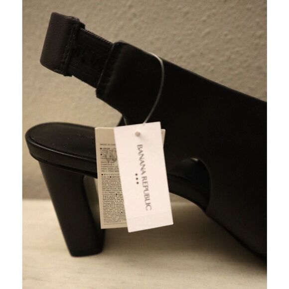 Banana Republic 888144 Women Sz 8.5 Black Leather Crossover Heeled Sandals - Picture 7 of 13